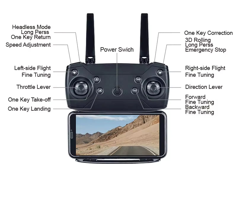 V966 Foldable Drone With HD Camera (Black)